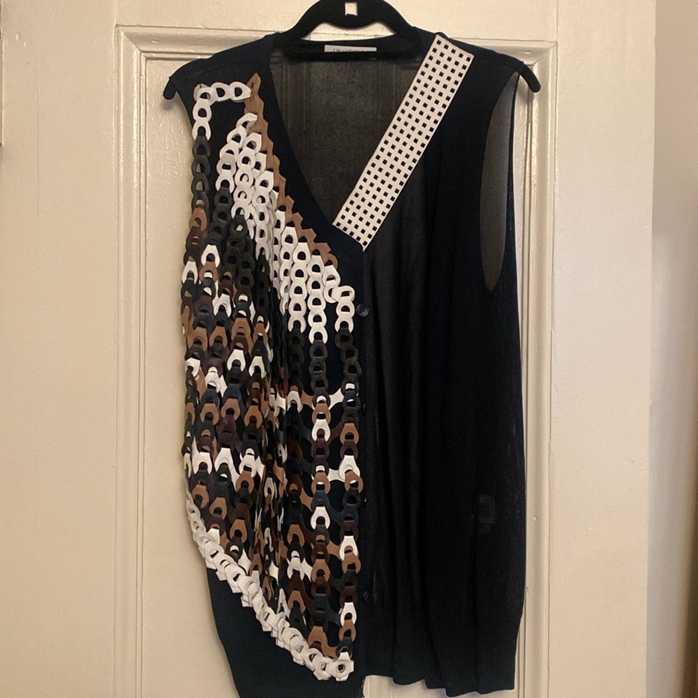 J W Anderson cardigan vest with leather details -size us 6-excellent condition